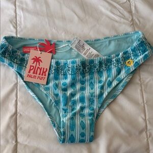 Pink Palm Puff  Bikini Bottom S